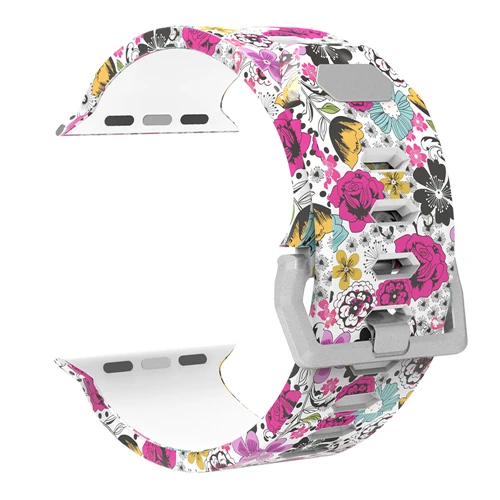Мягкий силиконовый ремешок для часов Odog с принтом Fllower для Apple Watch Series 4, 40 мм, 44 мм, ремешок для наручных часов, аксессуары для умных часов - Цвет: classic flower