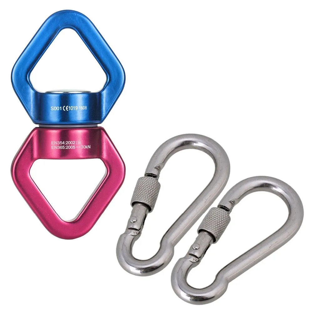 30kN Safety Rappel Device Rotator Rope Swivel Connector Outdoor Climbing Carabiner Rappelling Downhill Rock Climbing Equipment