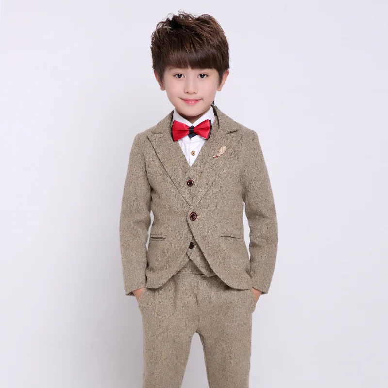Flower Boys Formal Suit for Weddings Children Blazer Jacket Vest Pants Tie 4pcs Tuxedo Kids Gentleman Party Host Clothing Set