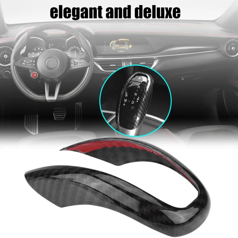 

Car Auto Carbon Fiber Interior Gear Shift Shifter Knob Frame Cover Trim for Alfa Romeo Stelvio/Giulia