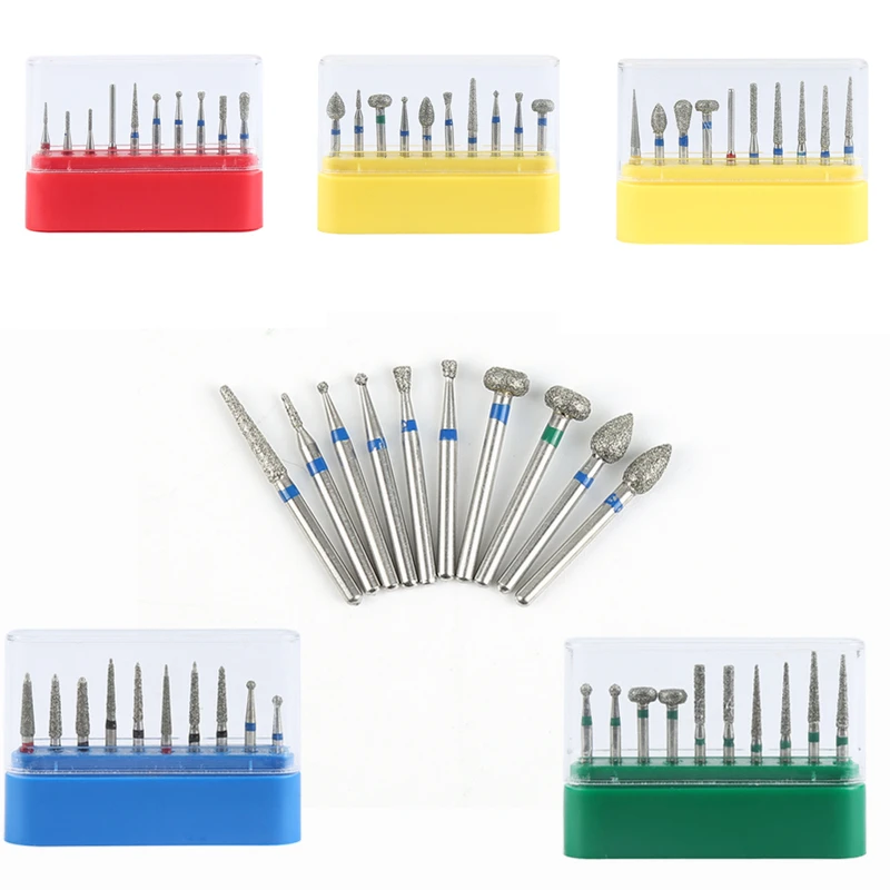 

New 10pcs Dental Diamond Burs 1.1mm Diameter Shank Handle Teeth Grinding Dental For High Speed Teeth Repairing Dental Burs