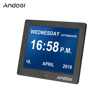 

Andoer 8" Digital Alarm Photo Frame LED Screen Simple Photo Album Support Clock/Photo/Video for Elder People With Remote Control