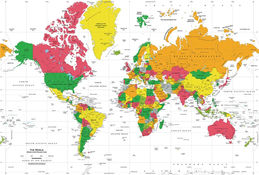 Меркатор мир, белый океан, настенная роспись, Карта мира, печать на холсте, художественная настенная наклейка, домашний декор, бар, паб, картина