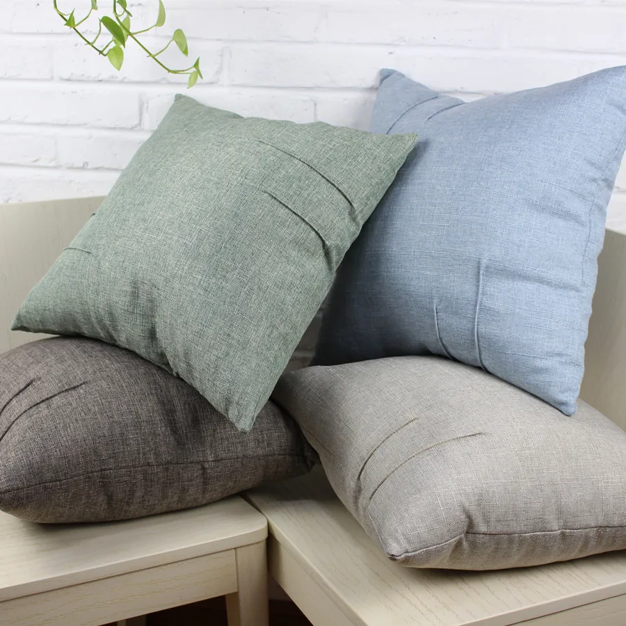 40x40/45x45cm Simple grey/green/blue cotton linen cushion cover sofa