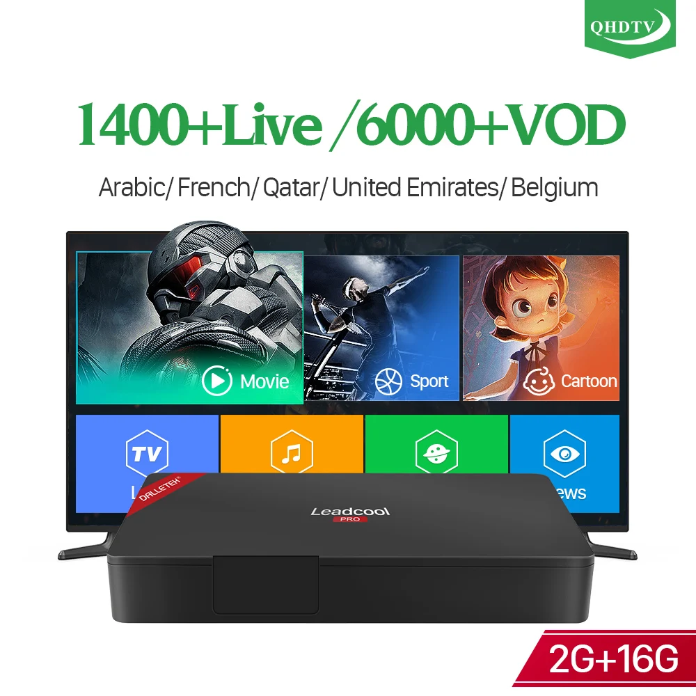 

Leadcool Pro 4K IP TV With Subscription S905X H.265 2.4GHz WIFI IPTV Decoder Algeria Tunisia Arabic France IPTV 1 Year Code