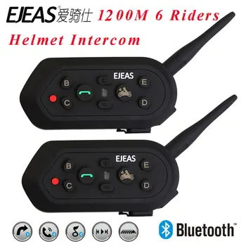 

2 pcs EJEAS E6 Multifunctio Motorcycle Intercom VOX BT Headset Helmet Interphone Bluetooth Intercom for 6 Riders 1200M Communica