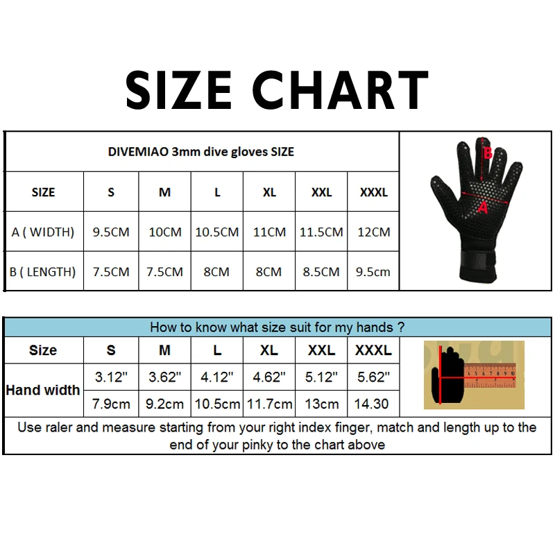 rack it can mixer diving gloves size chart