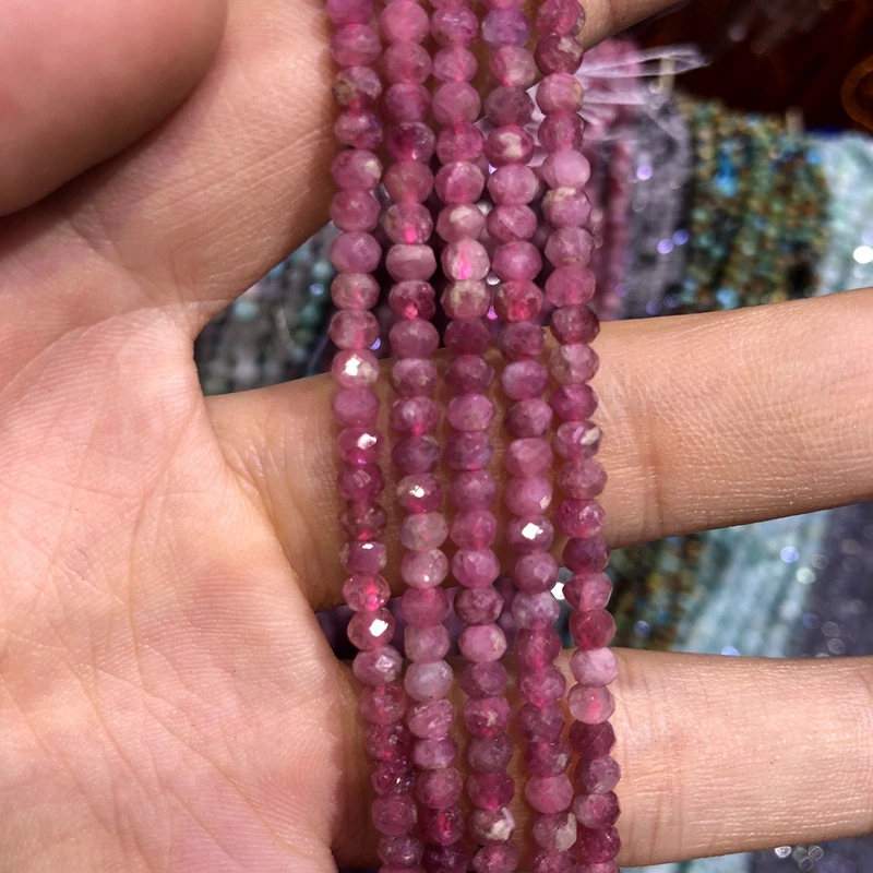 4mm red 7" natural AFRICAN RUBY gem stone faceted rondelle beads 2.5mm 