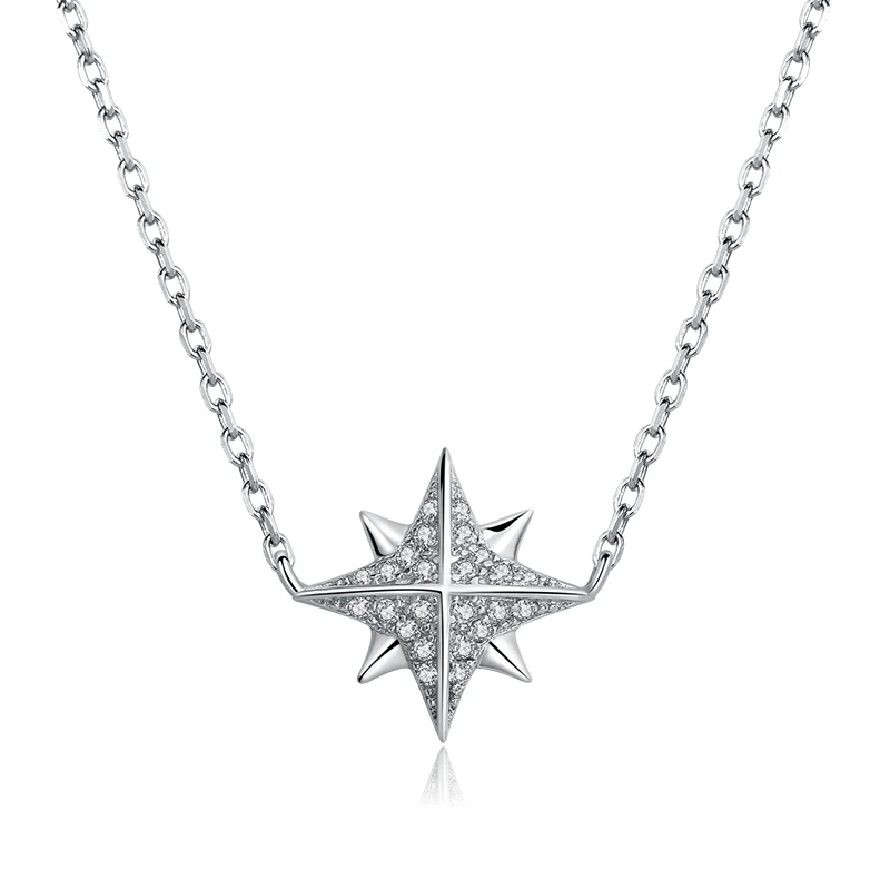 SA SILVERAGE Real 925 Sterling Silver Star Necklaces/Pendants AAA Zirconia Choker Necklace 925 Sterling Silver Necklaces Gift - Цвет камня: Type 1