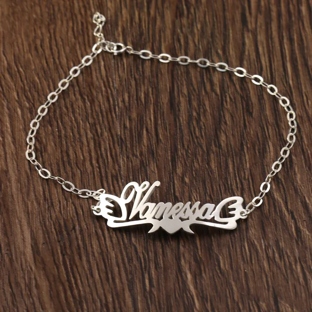 Aliexpress 925 Solid Sliver Custom Name Ankle Bracelets 925 Solid Sliver Custom Name Ankle Bracelets For Women Foot Jewelry Personalized Heart Shape Anklets