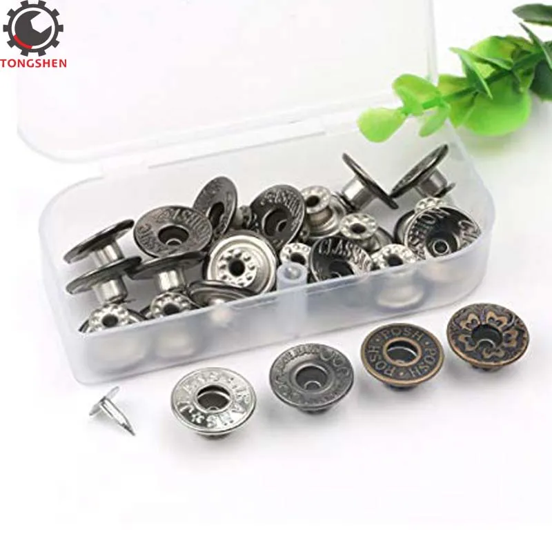 50pcs Mixed 20 mm Remplacement Marteau sur métal Jean Boutons Rivets Pantalon Veste