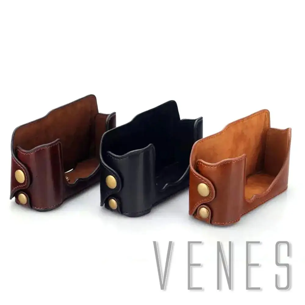 Hand-made Black Leather Half Camera Case Bag Cover Protector suit for FujiFilm Fuji X-M1 X-A1 X-A2 XM1 XA1 XA2 Black Brown