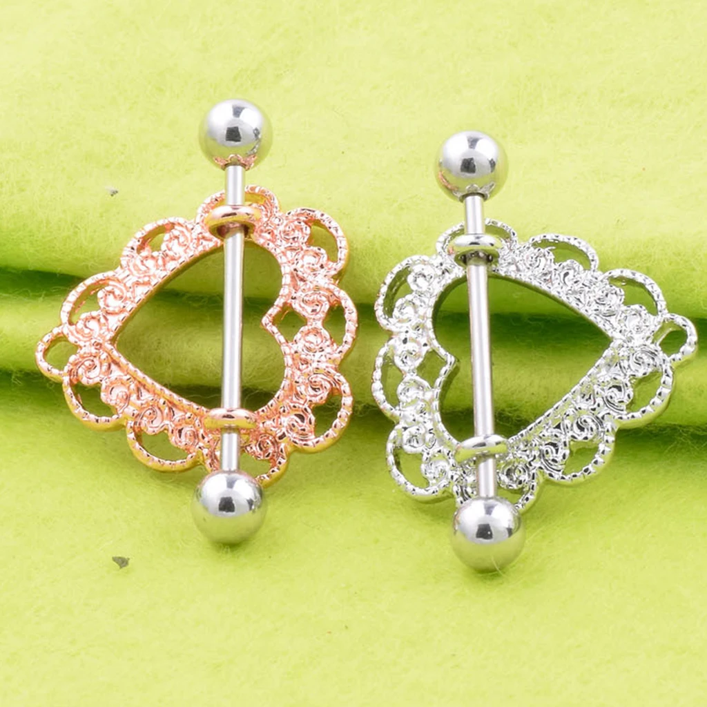 1 Pair Fashion Stainless Steel Love Hearts Nipple Bar Rings Nipple Ring Barbell Body Piercing Jewelry