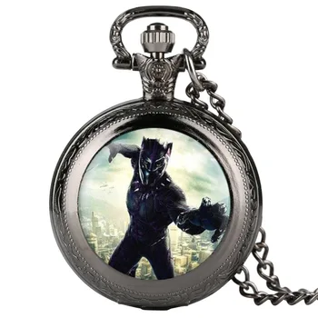 

Cool Black Panther Quartz Pocket Watch Men Vintage Fob Women Watches with Necklace Pendant Clock Gifts for Children Boys