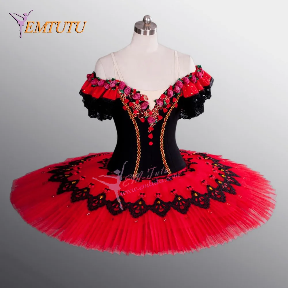 Женский взрослый черный красный профессиональный костюм с юбкой-пачкой Kitri Don Quixote балетная юбка-пачка классическая балерина сценический костюм