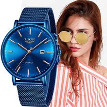 LIGE Ladies Simple Ultra-thin Watch Stainless Steel Mesh Belt Waterproof Clock Quartz Wristwatch Women watch Relogio Masculino LIGE Ladies Simple Ultra-thin Watch Stainless Steel Mesh Belt Waterproof Clock Quartz Wristwatch Women watch Relogio Masculino