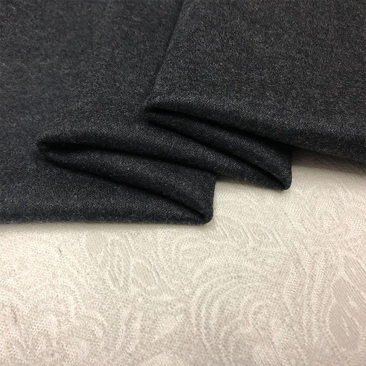 

italy Elastic double-sided monochrome knitted wool, cashmere and cashmere imported fabric ash in autumn and winter