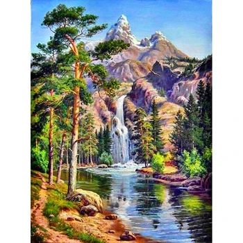 

NEW Hot Sale Diamond Painting Waterfall Full Square/Round Diamond Embroidery Picture Of Rhinestones Diamond Mosaic Dropship