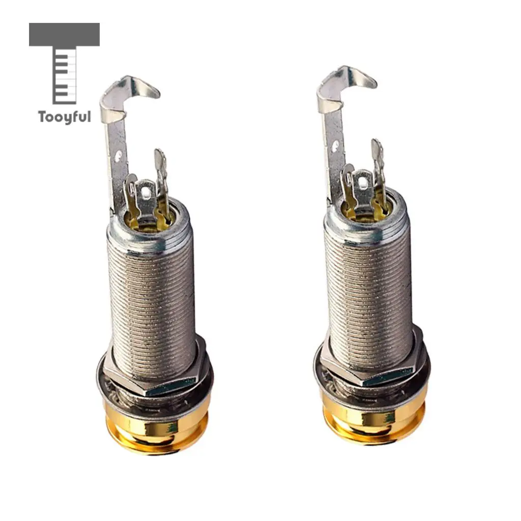 2pcs 1/4'' Cylinder Stereo Output Jack Socket Plug for Electric Guitar Bass Parts