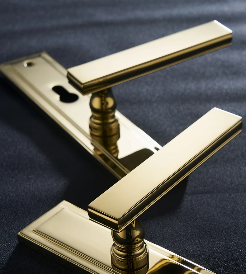 Dooroom Brass Door Lock Set Gold Modern HK American Villa Interior Room Bedroom Bathroom Dummy Door Lever Split Handle Pull