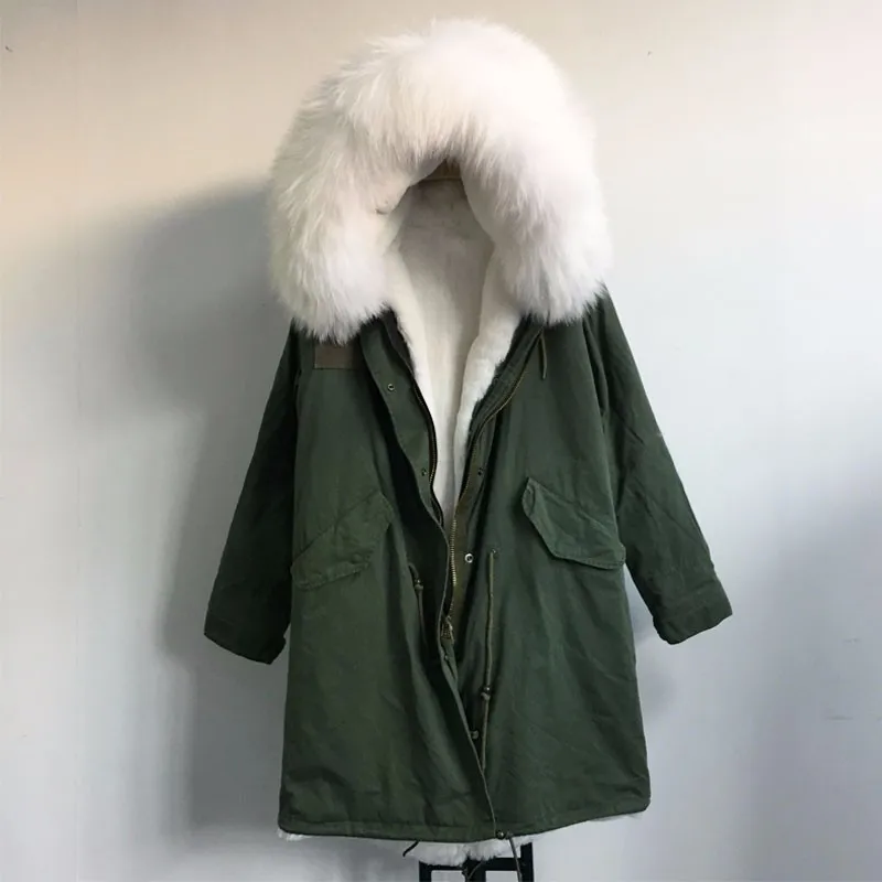 Best New Collection Long version White pure color Faux fur liner Jacket Raccoon fur White big size Collar Winter Jacket 14 Best New Collection Long version White pure color Faux fur liner Jacket Raccoon fur White big size Collar Winter Jacket 14