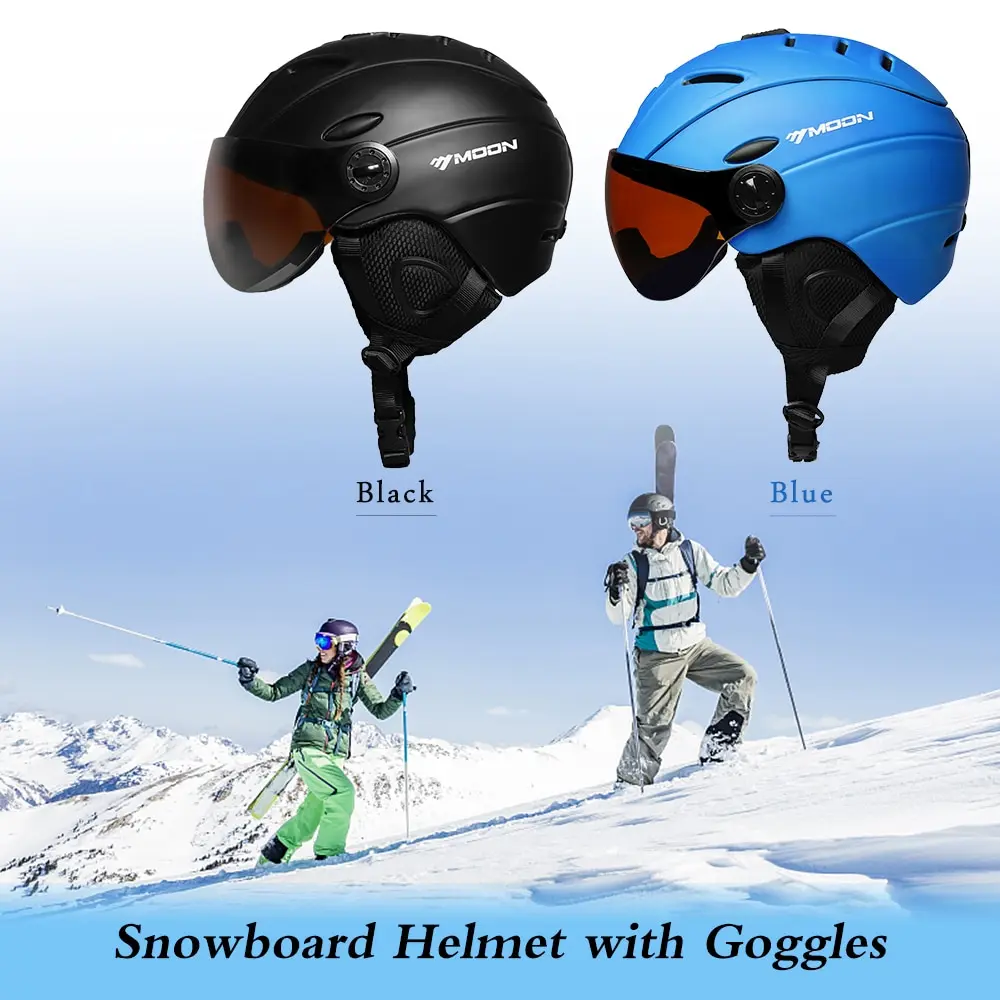 Интегрально-литой лыжный шлем козырек спортивная безопасность CE скейтборд, Сноуборд Лыжный шлем со съемными наушниками лыжные очки