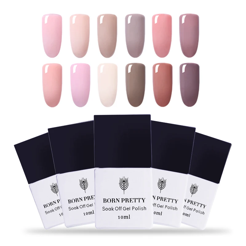 12 Bottles Nude Nail Gel Polish 10ml Soak Off UV Gel Polish Set 12 Colors BORN PRETTY Nail Art Polish Gel