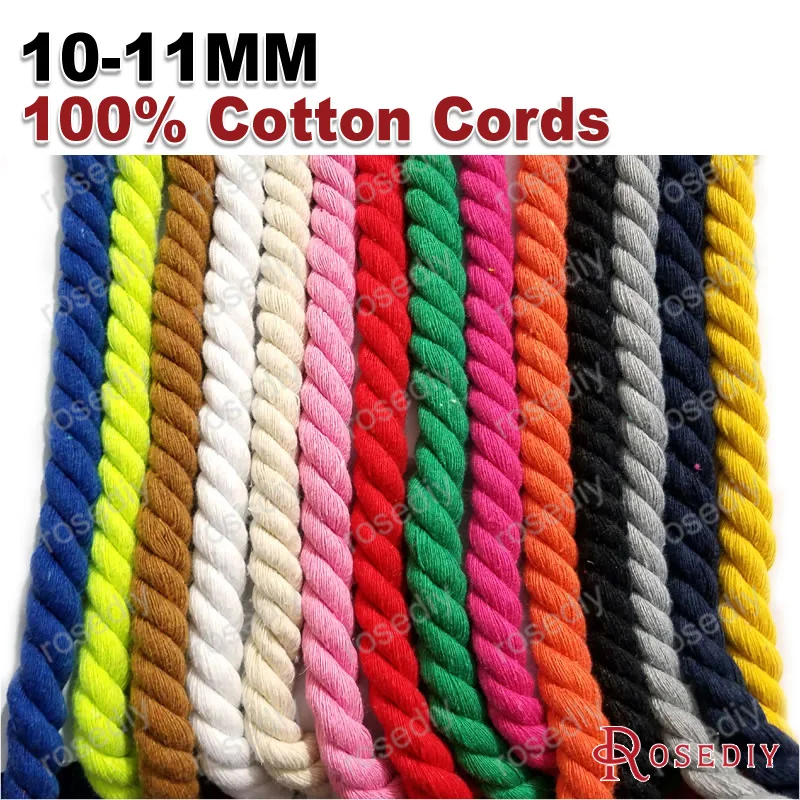 

Multi meter continuous 8mm 10mm Colorful 100% Cotton Three Strands Twisted Cords Rope (CA1003_1M)
