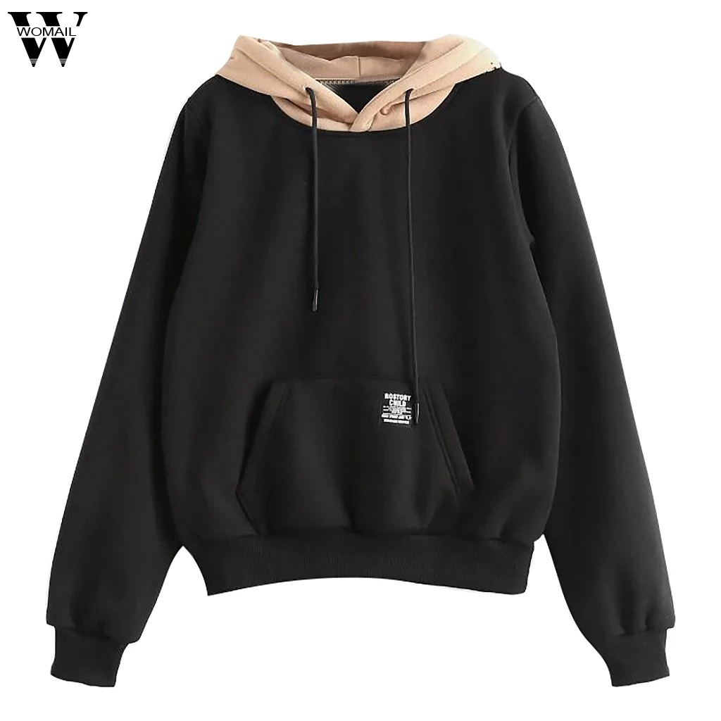 

women hoodies sweatshirts Pocket Patchwork Pullover Strappy Hoodie NEW Sweatshirt Pullover Jumper Sweatshirt Hoodies Tops Ju16