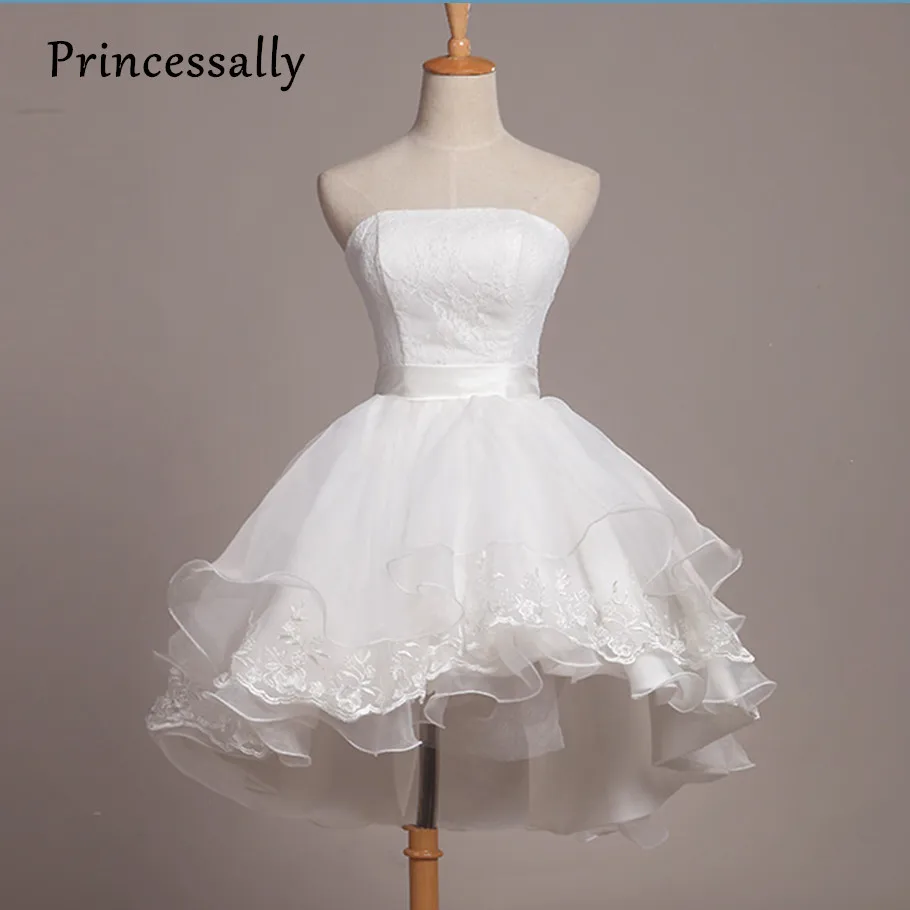 

Luxury Short Lace Wedding Dress Cute High Low Bride Puffy Short Front Long Back Wedding Dress Casamento Vestidos De Novias Curto
