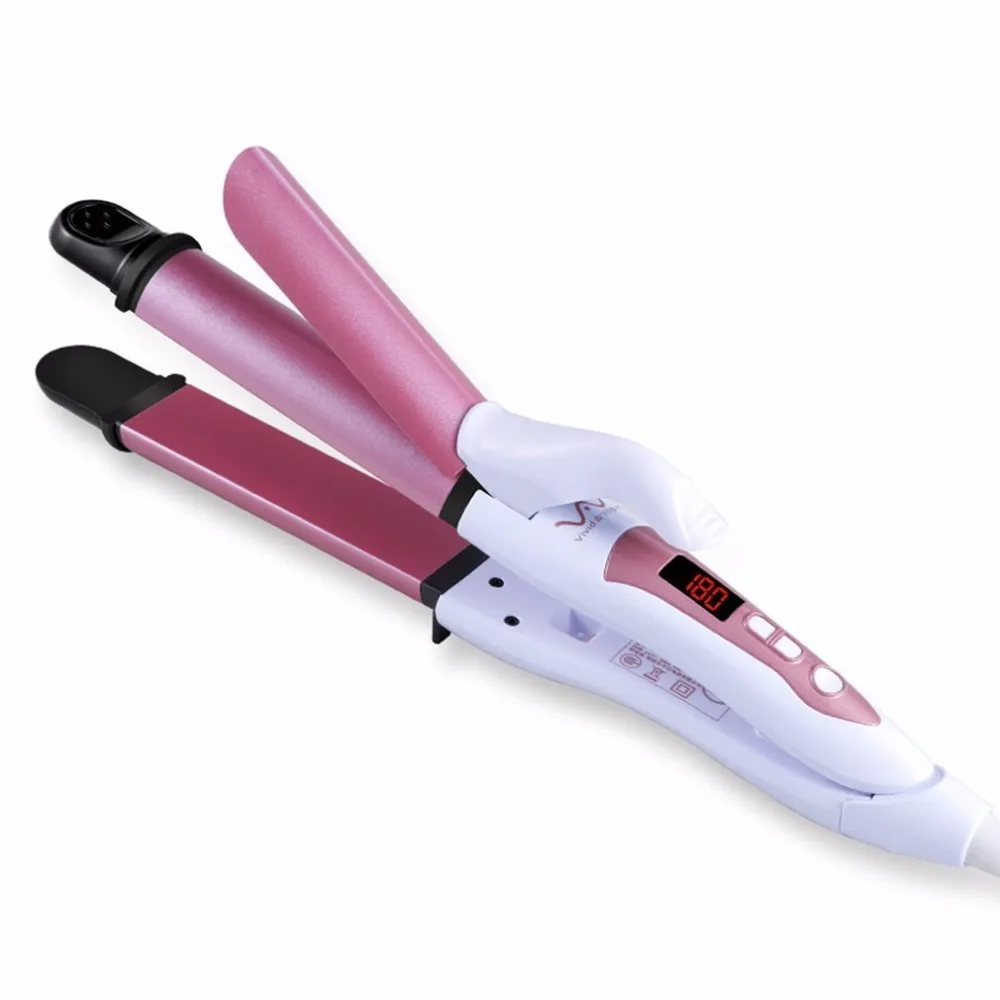 2 In 1 LCD Display Ceramic Hair Curler Straightener Electric Hair Curling Roller Wand Personal Salon Hair Styling Tools fashion