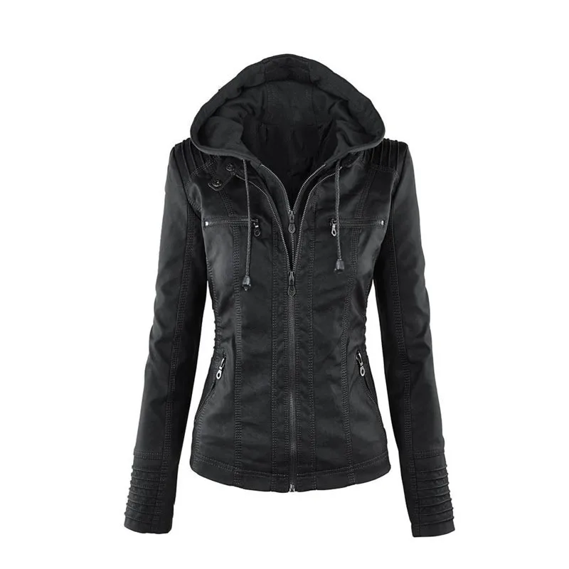 OLGITUM новая весенняя мода яркие цвета хорошее качество Женская Базовая уличная короткая куртка из искусственной кожи JK306 - Цвет: black