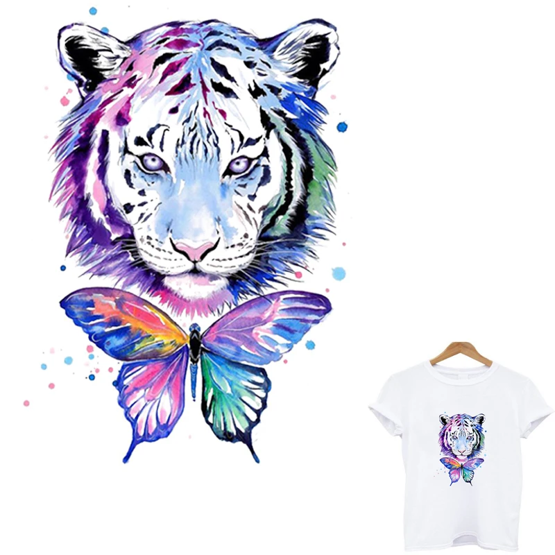

iron on patches Tiger butterfly stickers for clothes fusible patch garment application of one another stripes for clothing toppe