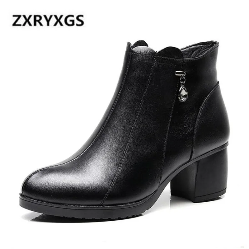 

2018 New Winter Boots Women Shoes Genuine Leather Boots Warm Plus Velvet Ankle Boots Non-slip Comfort Women Boots Fashion Shoes