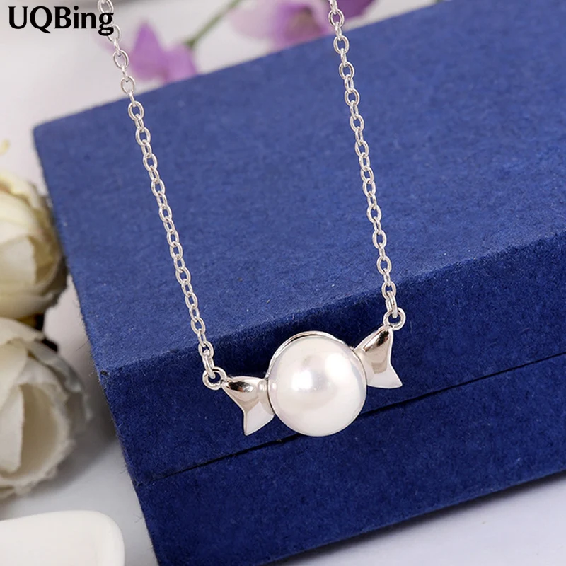 

High Quality 925 Sterling Silver Necklaces Chain Necklaces Simulated-pearl Necklace For Women Jewelry Collar Colar de Plata