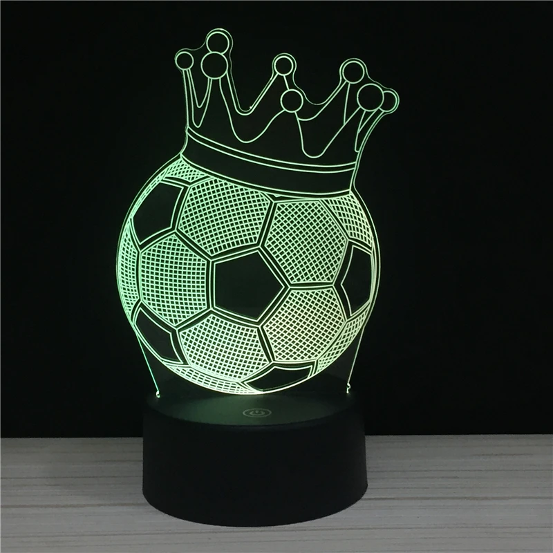 

LED Sports series 3D Night light Touch and Remote 7 Colors lights Athlete Football Rugby Basketball MVP Crown Nights lamps RGB