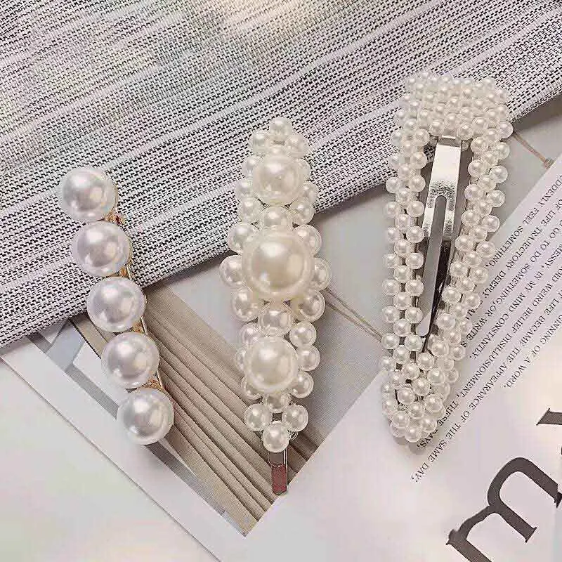 three pieces E M MISM, полностью жемчужные заколки для волос для женщин, модные, милые, имитация, корейский стиль, шпильки, сплав, BB, заколка для волос, аксессуары для волос для девочек - Цвет: three pieces E