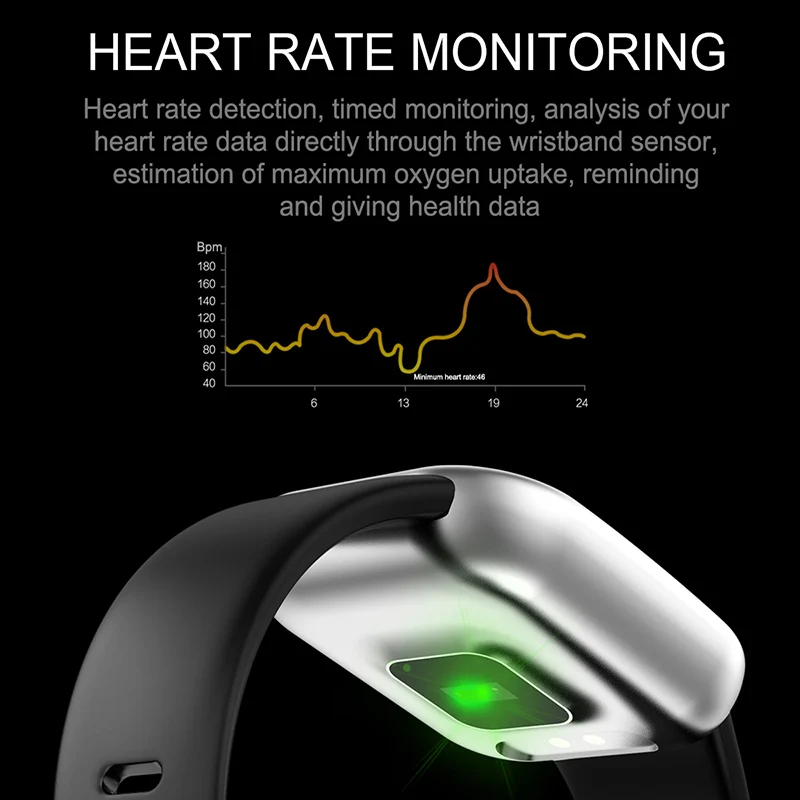 

Smart Bracelet Fitness Activity Bracelet Watch Heart Rate Monitor Color Screen Basketball Soccer Multi Sport Mode ING-SHIPPING