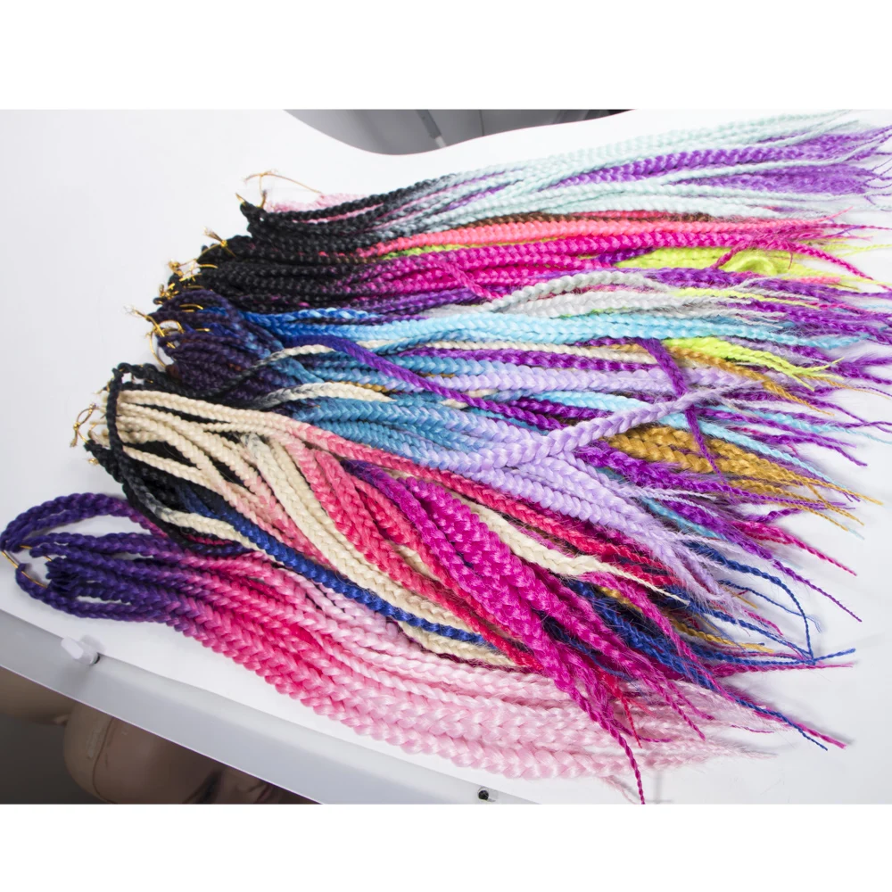 Box Braids 12 Roots 24" 3S Crochet Hair Extensions Ombre Fiber Synthetic Braiding Hair Bulk Crochet Braids
