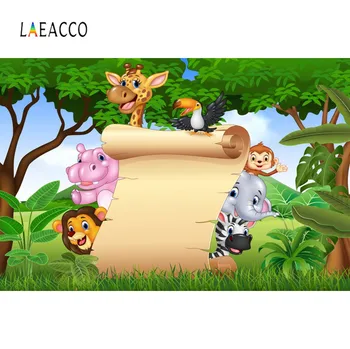 

Laeacco Safari Jungle Birthday Party Themed Banner Baby Child Photo Backgrounds Photocall Photography Backdrops For Photo Studio