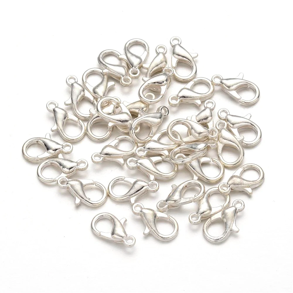 1000pcs 12x6mm Silver Zinc Alloy Lobster Claw Clasps for DIY Bracelet Necklace Jewelry DIY
