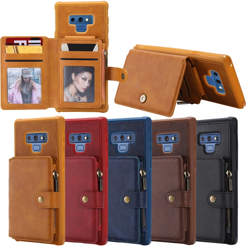 

PU Leather Flip Zip Wallet Phone Soft Silicone Case Cover Shell w/ Zipper Funda Capa Hull for Samsung Galaxy Note 9 Coque Fundas