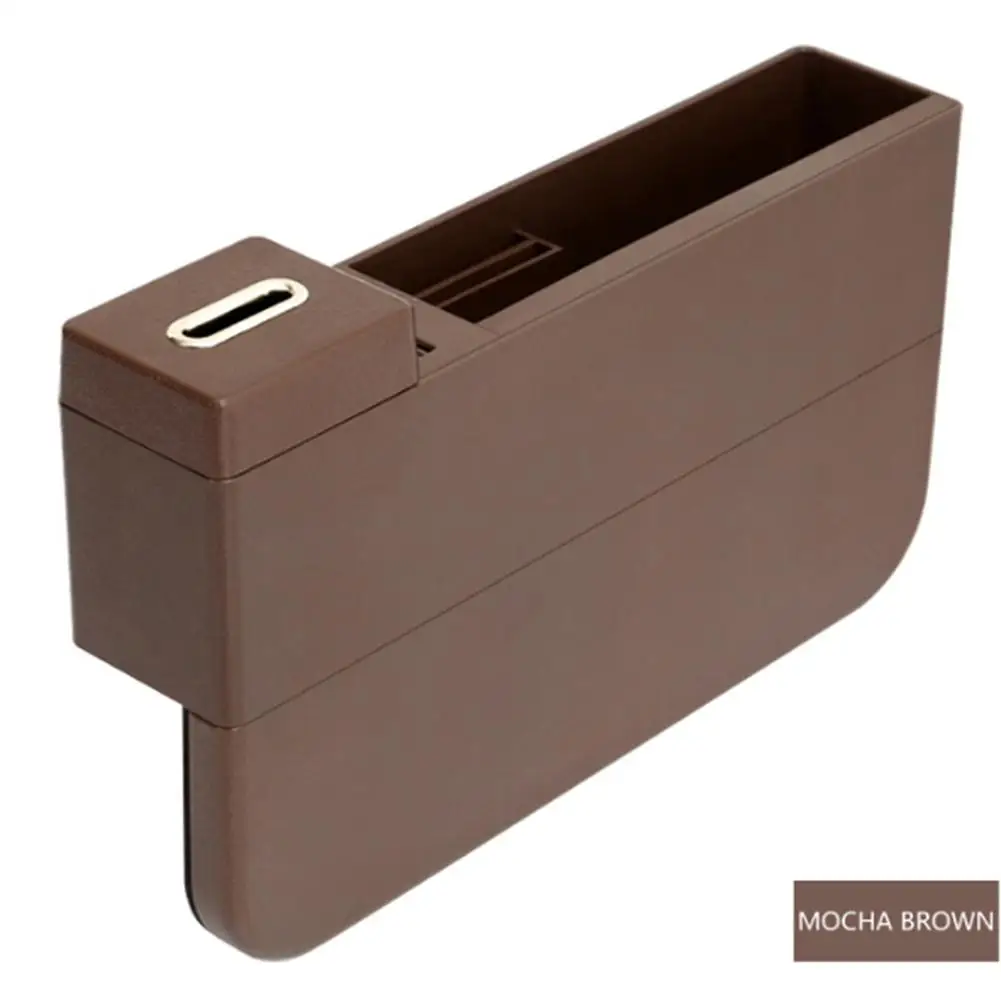 Двойное USB беспроводное зарядное устройство Автомобильный ящик для хранения многофункциональный ящик для монет автомобильное кресло ящик для хранения - Название цвета: Wireless Brown
