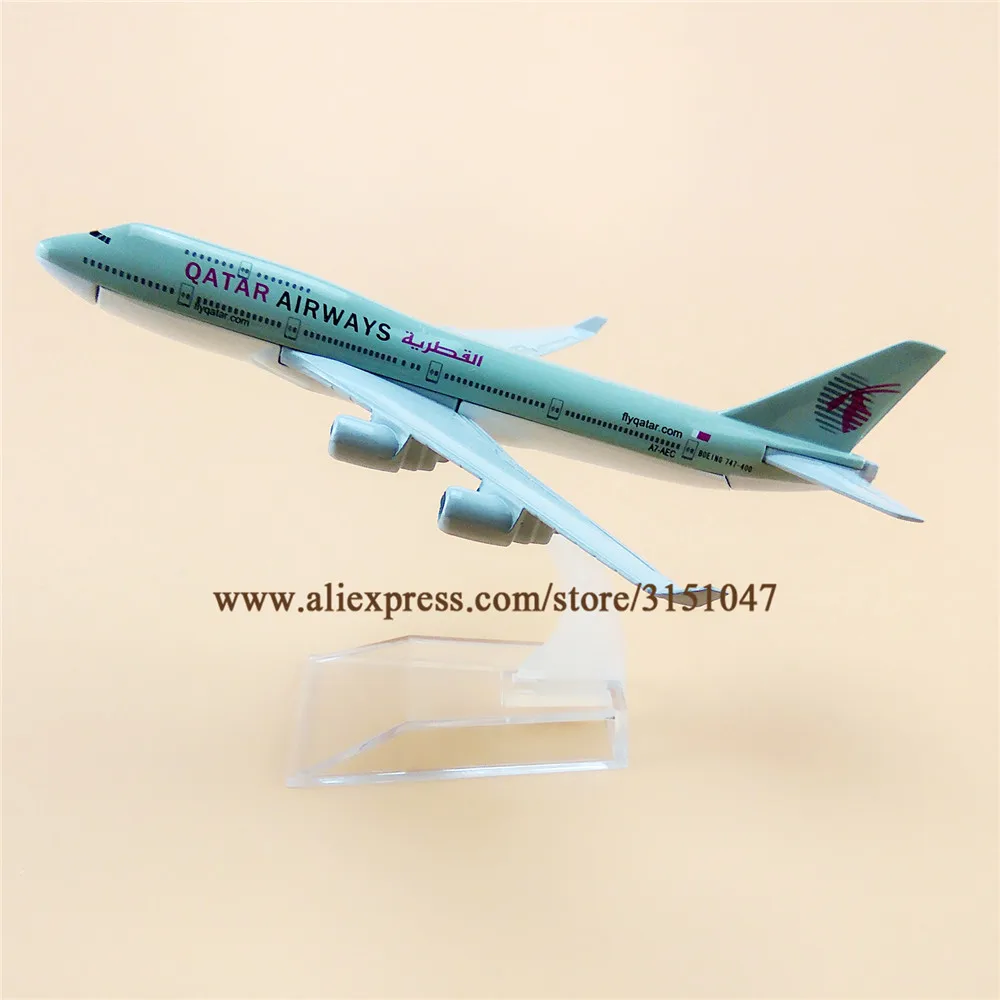 16cm Air QATAR Airways Boeing 747 B747 400 Airlines Airplane Model