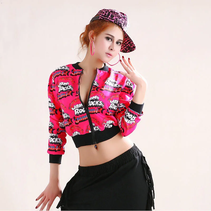 Punk Women Casual Zipper Print Cartoon Pink Full Sleeve ...