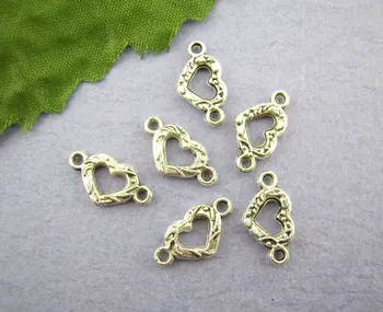 

DoreenBeads 80Pcs Silver Color Heart Love Connectors 16*9mm (B00816), yiwu