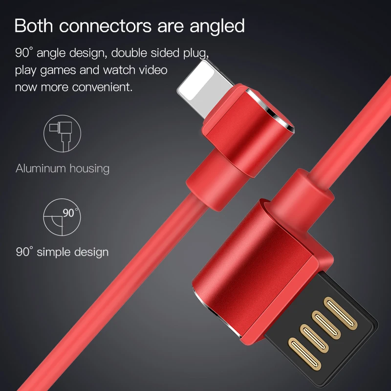 НОСО U37 зарядка через usb кабель для Lightning/USB быстрая зарядка кабель синхронизации данных 2A L Форма 90 градусов провода для iPhone X 7 8 6 5 плюс