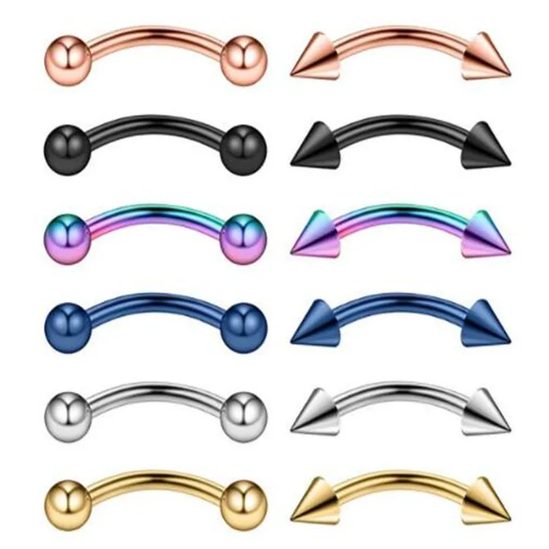 

12PCS/lot Punk Stainless Steel Lip Ring Eyebrow Piercing For Women Men Rose Gold Navel Rings Nose Stud Piercing Body Jewelry