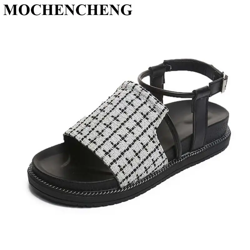

Summer New Women Sandals Ankle Strap Gladiator Platform Flat Sandals Hight Increasing Casual Shoes High Quality Leisure Shoes