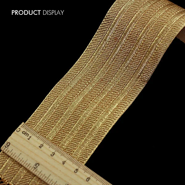 

50mm Gold Elastic Ribbon Scrapbooking Lace Trim Webbing Tape Embellishment Applique Trimming Sewing Supplies Material 5yd/T974